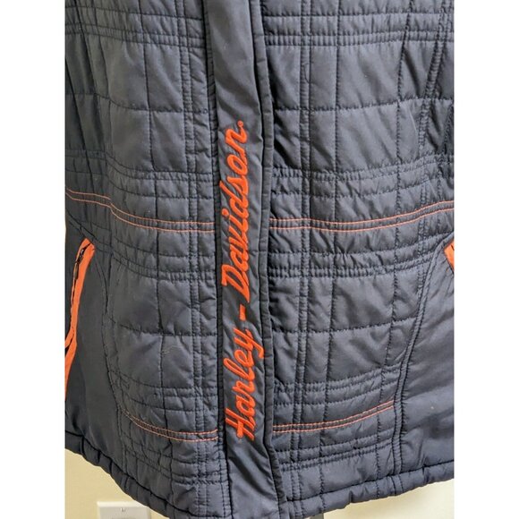 Womens Harley Davidson Black Orange Bar and Shield Soft Padded Jacket Size XL - Picture 7 of 11